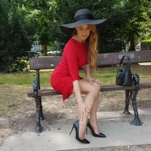 Heels, &amp; hosiery outdoors with Sharon